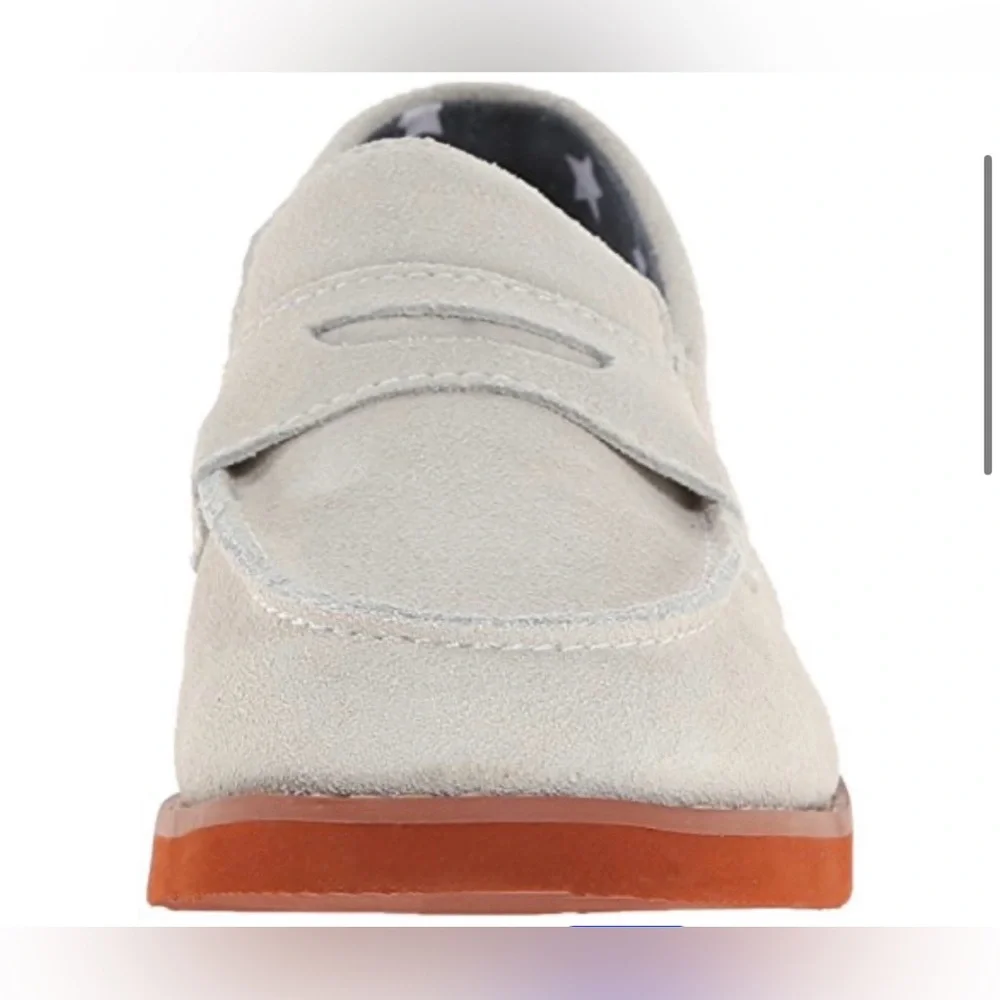 Florsheim Kids Rodeo Jr White Suede Penny Loafers Size 4M Grandmillennial New